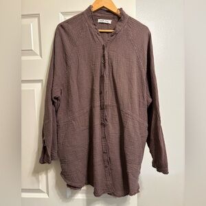 Free People We The Free Brown Distressed Tunic